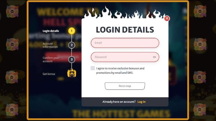 How to register at Hell Spin